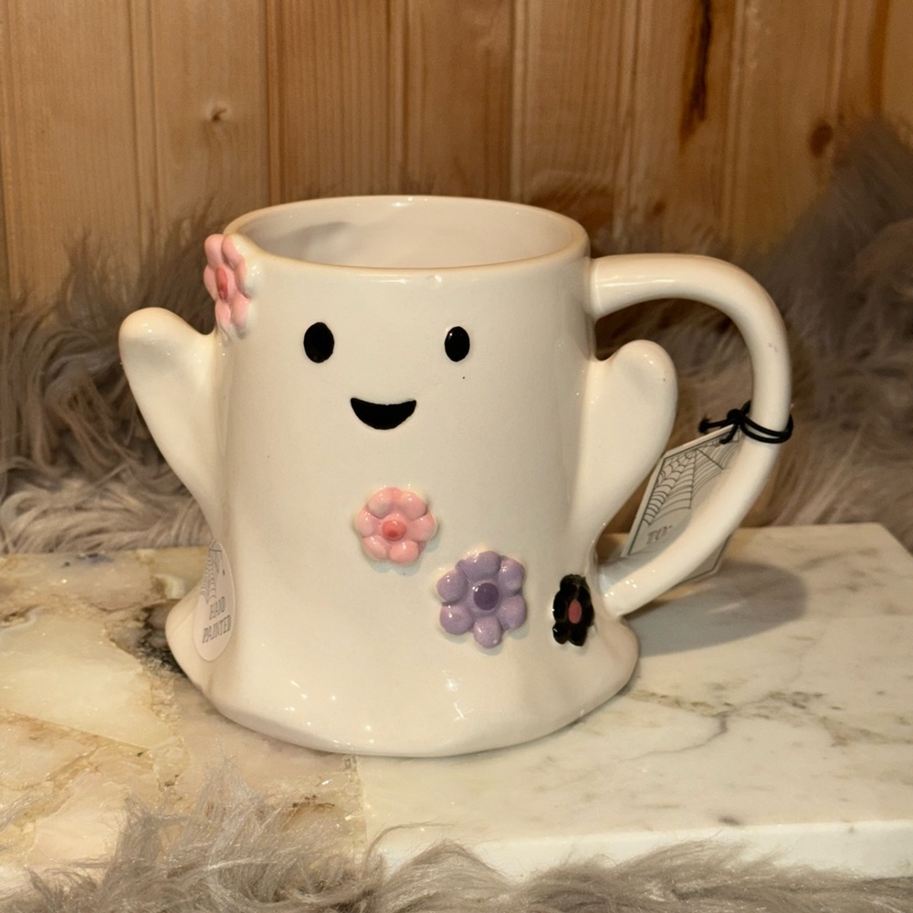 Ghost with flowers mug
